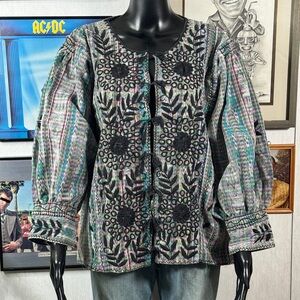Vintage Boho Embroidered Jacket • Festival Hippie Top • Tie Front